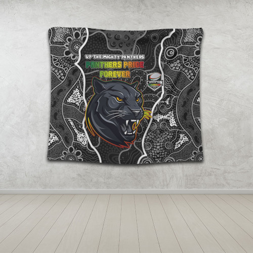 Penrith Panthers Grand Final Custom Tapestry - Custom Penrith Panthers With Contemporary Style Of Aboriginal Painting Tapestry Penrith Panthers Grand Final Custom Tapestry - Custom Penrith Panthers With Contemporary Style Of Aboriginal Painting Tapestry