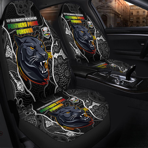 Penrith Panthers Grand Final Custom Car Seat Covers - Custom Penrith Panthers With Contemporary Style Of Aboriginal Painting Car Seat Covers Penrith Panthers Grand Final Custom Car Seat Covers - Custom Penrith Panthers With Contemporary Style Of Aboriginal Painting Car Seat Covers