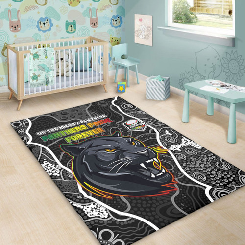 Penrith Panthers Grand Final Custom Area Rug - Custom Penrith Panthers With Contemporary Style Of Aboriginal Painting Area Rug Penrith Panthers Grand Final Custom Area Rug - Custom Penrith Panthers With Contemporary Style Of Aboriginal Painting Area Rug