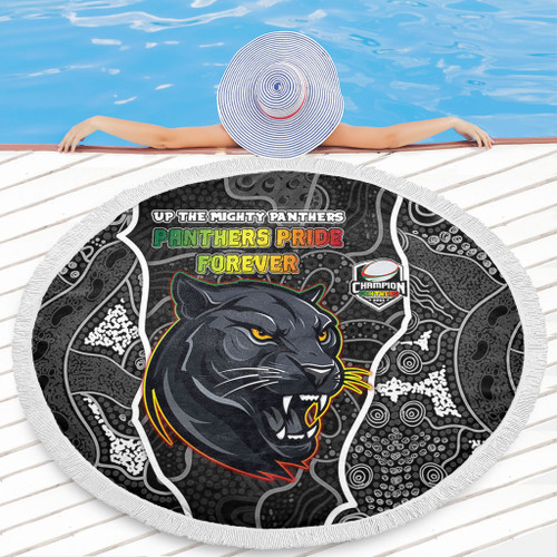 Penrith Panthers Grand Final Custom Beach Blanket - Custom Penrith Panthers With Contemporary Style Of Aboriginal Painting Beach Blanket Penrith Panthers Grand Final Custom Beach Blanket - Custom Penrith Panthers With Contemporary Style Of Aboriginal Painting Beach Blanket