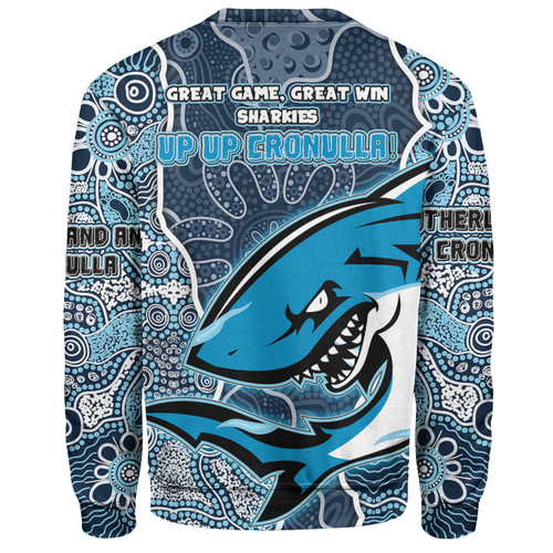 Cronulla-Sutherland Sharks  Grand Final Custom Sweatshirt - Custom Cronulla-Sutherland Sharks  and Sutherland Sharkies With Contemporary Style Of Aboriginal Painting Sweatshirt Cronulla-Sutherland Sharks  Grand Final Custom Sweatshirt - Custom Cronulla-Sutherland Sharks  and Sutherland Sharkies With Contemporary Style Of Aboriginal Painting Sweatshirt