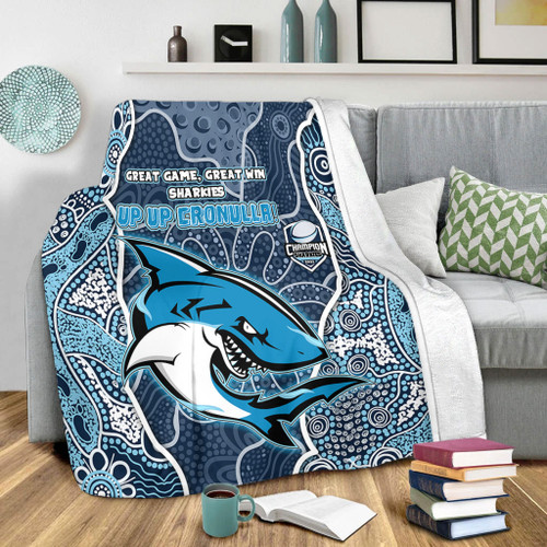 Cronulla-Sutherland Sharks Grand Final Custom Blanket - Custom Sharks Painting Blanket Cronulla-Sutherland Sharks Grand Final Custom Blanket - Custom Sharks Painting Blanket