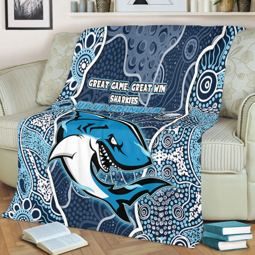 Cronulla-Sutherland Sharks Grand Final Custom Blanket - Custom Sharks Painting Blanket Cronulla-Sutherland Sharks Grand Final Custom Blanket - Custom Sharks Painting Blanket
