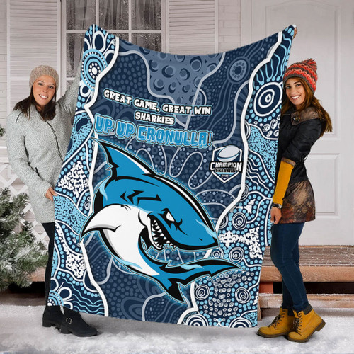 Cronulla-Sutherland Sharks Grand Final Custom Blanket - Custom Sharks Painting Blanket Cronulla-Sutherland Sharks Grand Final Custom Blanket - Custom Sharks Painting Blanket