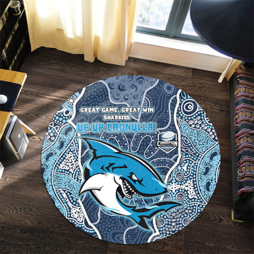 Cronulla-Sutherland Sharks Grand Final Custom Round Rug - Custom Sharks Painting Round Rug