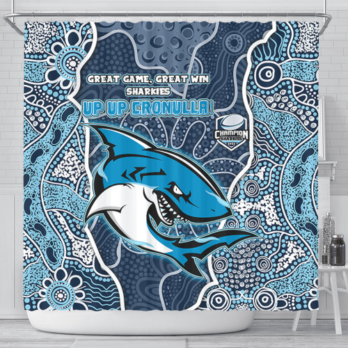 Cronulla-Sutherland Sharks Grand Final Custom Shower Curtain - Custom Sharks Painting Shower Curtain