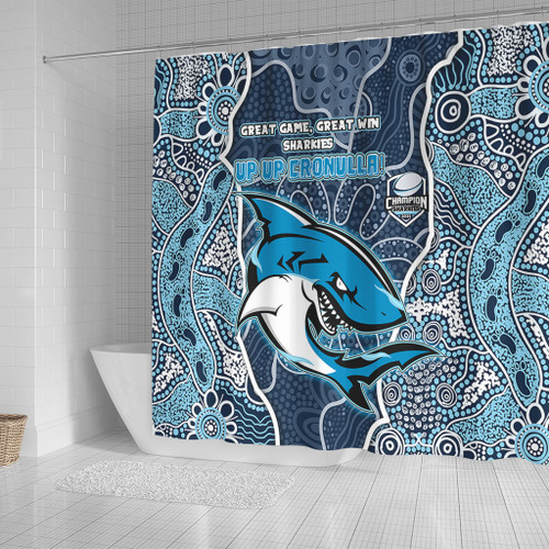 Cronulla-Sutherland Sharks Grand Final Custom Shower Curtain - Custom Sharks Painting Shower Curtain