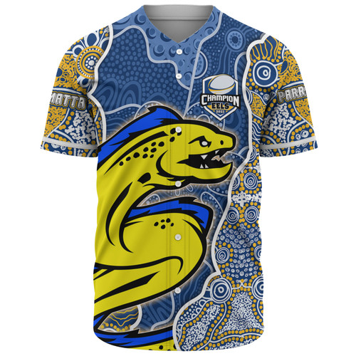 Parramatta Eels Grand Final Custom Baseball Shirt - Custom Parramatta Eels With Contemporary Style Of Aboriginal Painting Baseball Shirt