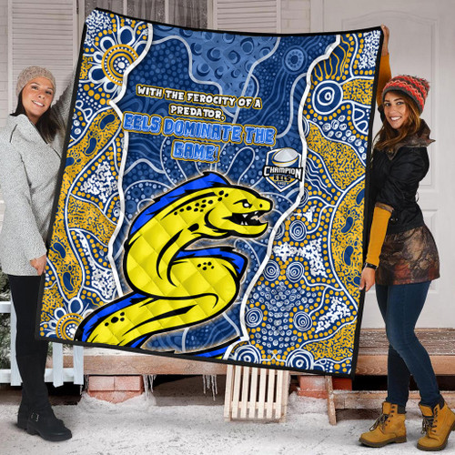 Parramatta Eels Grand Final Custom Quilt - Custom Parramatta Eels With Contemporary Style Of Aboriginal Painting Quilt