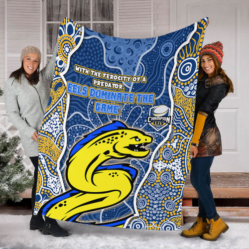 Parramatta Eels Grand Final Custom Blanket - Custom Parramatta Eels With Contemporary Style Of Aboriginal Painting Blanket Parramatta Eels Grand Final Custom Blanket - Custom Parramatta Eels With Contemporary Style Of Aboriginal Painting Blanket