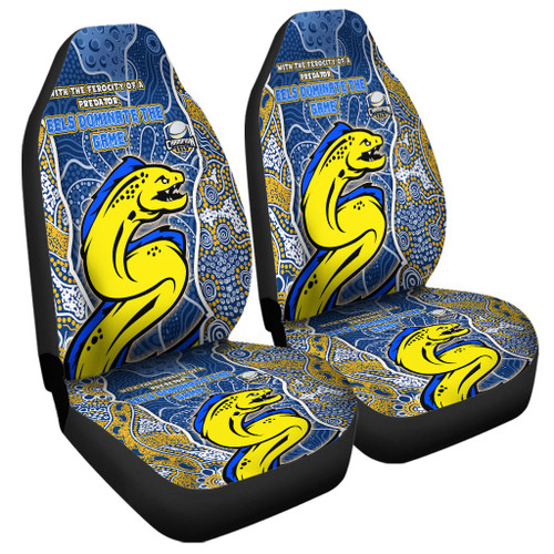 Parramatta Eels Grand Final Custom Car Seat Covers - Custom Parramatta Eels With Contemporary Style Of Aboriginal Painting Car Seat Covers