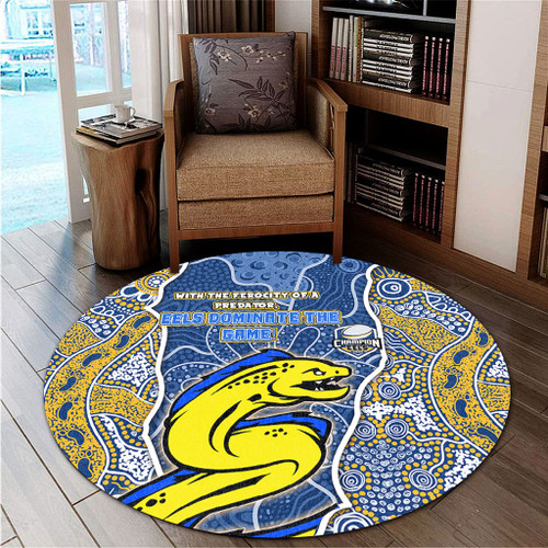 Parramatta Eels Grand Final Custom Round Rug - Custom Parramatta Eels With Contemporary Style Of Aboriginal Painting Round Rug Parramatta Eels Grand Final Custom Round Rug - Custom Parramatta Eels With Contemporary Style Of Aboriginal Painting Round Rug