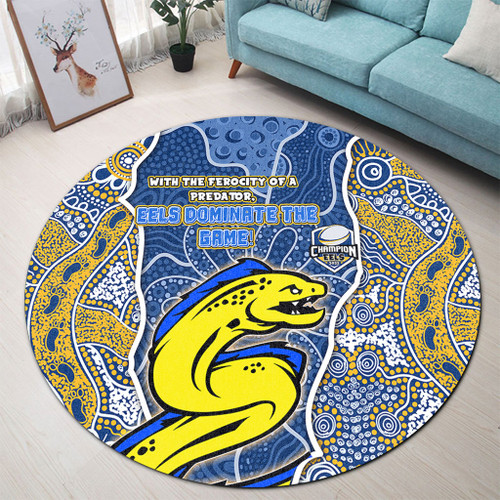 Parramatta Eels Grand Final Custom Round Rug - Custom Parramatta Eels With Contemporary Style Of Aboriginal Painting Round Rug Parramatta Eels Grand Final Custom Round Rug - Custom Parramatta Eels With Contemporary Style Of Aboriginal Painting Round Rug
