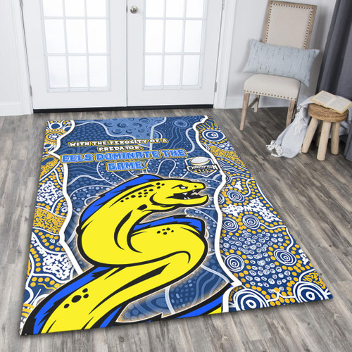 Parramatta Eels Grand Final Custom Area Rug - Custom Parramatta Eels With Contemporary Style Of Aboriginal Painting Area Rug Parramatta Eels Grand Final Custom Area Rug - Custom Parramatta Eels With Contemporary Style Of Aboriginal Painting Area Rug