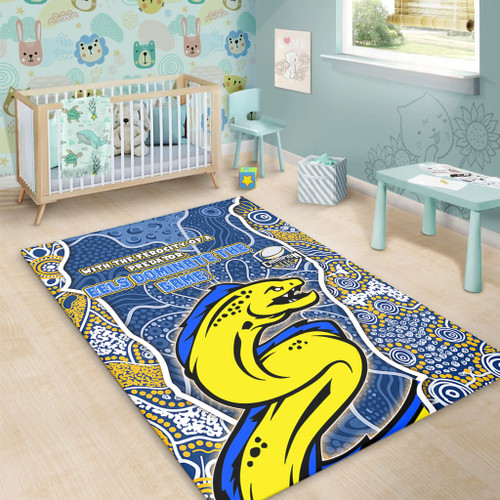 Parramatta Eels Grand Final Custom Area Rug - Custom Parramatta Eels With Contemporary Style Of Aboriginal Painting Area Rug Parramatta Eels Grand Final Custom Area Rug - Custom Parramatta Eels With Contemporary Style Of Aboriginal Painting Area Rug
