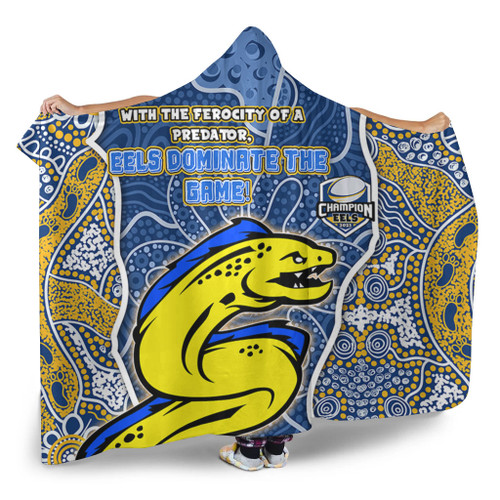 Parramatta Eels Grand Final Custom Hooded Blanket - Custom Parramatta Eels With Contemporary Style Of Aboriginal Painting Hooded Blanket Parramatta Eels Grand Final Custom Hooded Blanket - Custom Parramatta Eels With Contemporary Style Of Aboriginal Painting Hooded Blanket