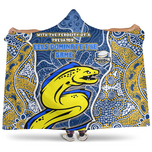Parramatta Eels Grand Final Custom Hooded Blanket - Custom Parramatta Eels With Contemporary Style Of Aboriginal Painting Hooded Blanket Parramatta Eels Grand Final Custom Hooded Blanket - Custom Parramatta Eels With Contemporary Style Of Aboriginal Painting Hooded Blanket