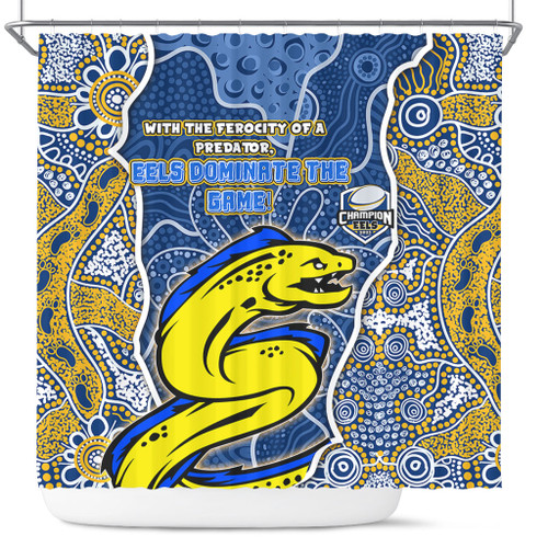 Parramatta Eels Grand Final Custom Shower Curtain - Custom Parramatta Eels With Contemporary Style Of Aboriginal Painting Shower Curtain