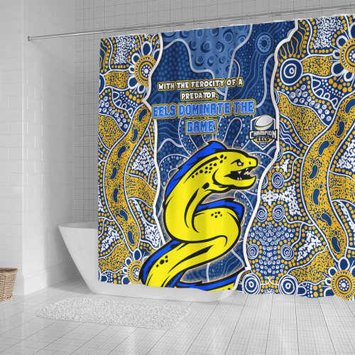 Parramatta Eels Grand Final Custom Shower Curtain - Custom Parramatta Eels With Contemporary Style Of Aboriginal Painting Shower Curtain Parramatta Eels Grand Final Custom Shower Curtain - Custom Parramatta Eels With Contemporary Style Of Aboriginal Painting Shower Curtain