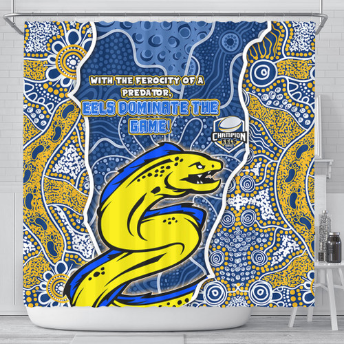 Parramatta Eels Grand Final Custom Shower Curtain - Custom Parramatta Eels With Contemporary Style Of Aboriginal Painting Shower Curtain Parramatta Eels Grand Final Custom Shower Curtain - Custom Parramatta Eels With Contemporary Style Of Aboriginal Painting Shower Curtain