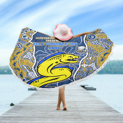 Parramatta Eels Grand Final Custom Beach Blanket - Custom Parramatta Eels With Contemporary Style Of Aboriginal Painting Beach Blanket Parramatta Eels Grand Final Custom Beach Blanket - Custom Parramatta Eels With Contemporary Style Of Aboriginal Painting Beach Blanket