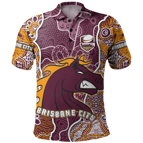 Brisbane Broncos Grand Final Custom Polo Shirt - Custom Broncos With Contemporary Style Of Aboriginal Painting  Polo Shirt