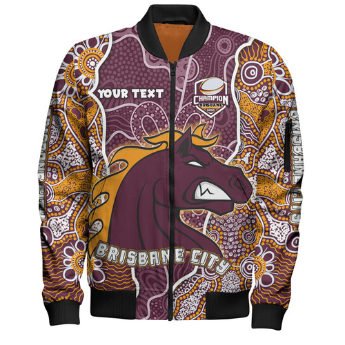 Brisbane Broncos Grand Final Custom Bomber Jacket - Custom Brisbane Broncos With Contemporary Style Of Aboriginal Painting  Bomber Jacket Brisbane Broncos Grand Final Custom Bomber Jacket - Custom Brisbane Broncos With Contemporary Style Of Aboriginal Painting  Bomber Jacket
