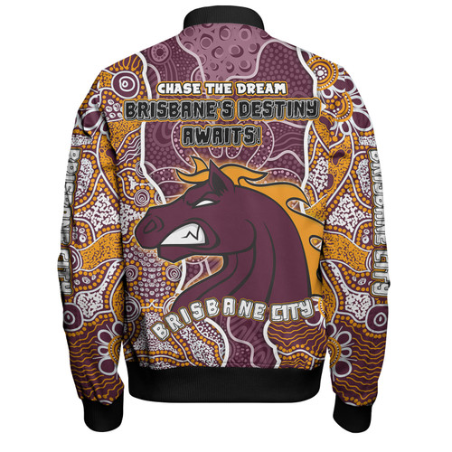 Brisbane Broncos Grand Final Custom Bomber Jacket - Custom Brisbane Broncos With Contemporary Style Of Aboriginal Painting  Bomber Jacket Brisbane Broncos Grand Final Custom Bomber Jacket - Custom Brisbane Broncos With Contemporary Style Of Aboriginal Painting  Bomber Jacket