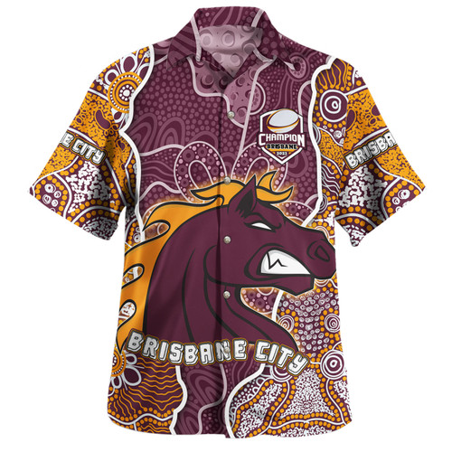 Brisbane Broncos Grand Final Custom Hawaiian Shirt - Custom Brisbane Broncos With Contemporary Style Of Aboriginal Painting  Hawaiian Shirt