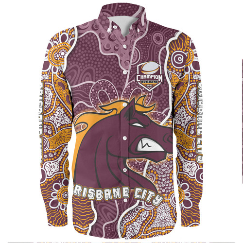 Brisbane Broncos Grand Final Custom Long Sleeve Shirts - Custom Brisbane Broncos With Contemporary Style Of Aboriginal Painting  Long Sleeve Shirts