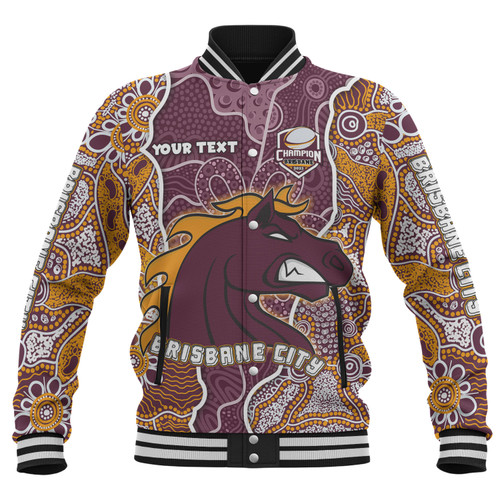 Brisbane Broncos Grand Final Custom Baseball Jacket - Custom Brisbane Broncos With Contemporary Style Of Aboriginal Painting  Baseball Jacket Brisbane Broncos Grand Final Custom Baseball Jacket - Custom Brisbane Broncos With Contemporary Style Of Aboriginal Painting  Baseball Jacket