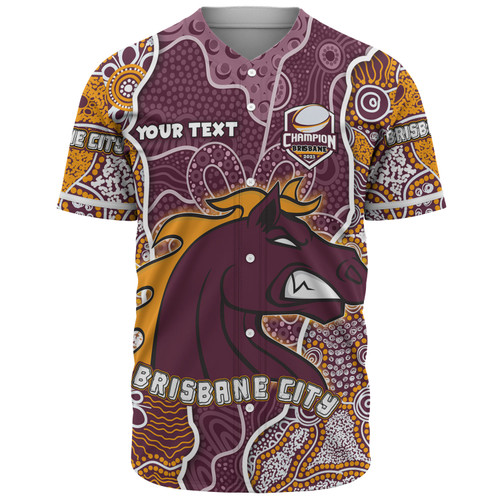 Brisbane Broncos Grand Final Custom Baseball Shirt - Custom Brisbane Broncos With Contemporary Style Of Aboriginal Painting  Baseball Shirt Brisbane Broncos Grand Final Custom Baseball Shirt - Custom Brisbane Broncos With Contemporary Style Of Aboriginal Painting  Baseball Shirt