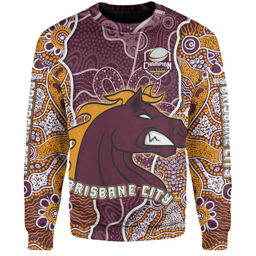 Brisbane Broncos Grand Final Custom Sweatshirt - Custom Brisbane Broncos With Contemporary Style Of Aboriginal Painting  Sweatshirt