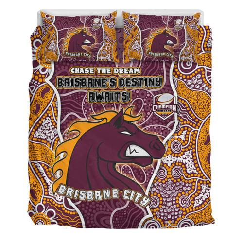 Brisbane Broncos Grand Final Custom Bedding Set - Custom Brisbane Broncos With Contemporary Style Of Aboriginal Painting  Bedding Set Brisbane Broncos Grand Final Custom Bedding Set - Custom Brisbane Broncos With Contemporary Style Of Aboriginal Painting  Bedding Set