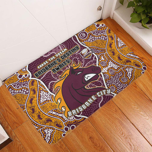Brisbane Broncos Grand Final Custom Door Mat - Custom Brisbane Broncos With Contemporary Style Of Aboriginal Painting  Door Mat Brisbane Broncos Grand Final Custom Door Mat - Custom Brisbane Broncos With Contemporary Style Of Aboriginal Painting  Door Mat