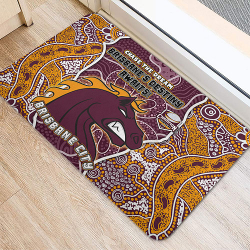 Brisbane Broncos Grand Final Custom Door Mat - Custom Brisbane Broncos With Contemporary Style Of Aboriginal Painting  Door Mat Brisbane Broncos Grand Final Custom Door Mat - Custom Brisbane Broncos With Contemporary Style Of Aboriginal Painting  Door Mat