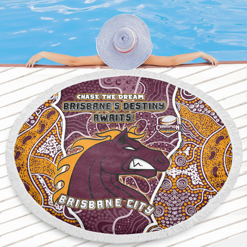 Brisbane Broncos Grand Final Custom Beach Blanket - Custom Broncos With Contemporary Style Of Aboriginal Painting  Beach Blanket Brisbane Broncos Grand Final Custom Beach Blanket - Custom Broncos With Contemporary Style Of Aboriginal Painting  Beach Blanket