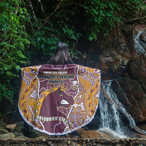 Brisbane Broncos Grand Final Custom Beach Blanket - Custom Broncos With Contemporary Style Of Aboriginal Painting  Beach Blanket Brisbane Broncos Grand Final Custom Beach Blanket - Custom Broncos With Contemporary Style Of Aboriginal Painting  Beach Blanket