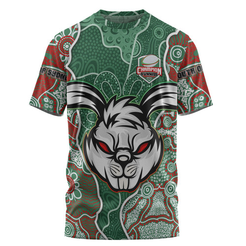 South Sydney Rabbitohs Grand Final Custom T-shirt - Custom Rabbitohs With Contemporary Style Of Aboriginal Painting T-shirt
