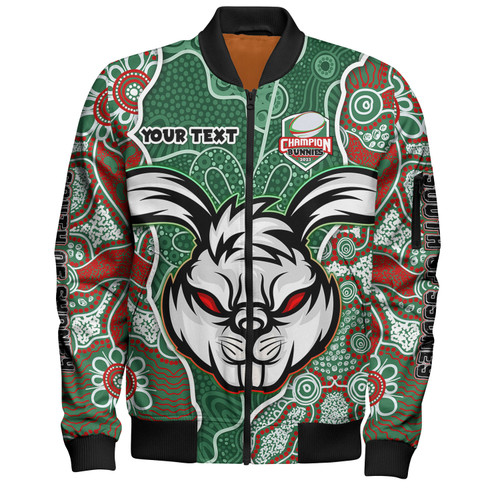 South Sydney Rabbitohs Grand Final Custom Bomber Jacket - Custom Rabbitohs With Contemporary Style Of Aboriginal Painting Bomber Jacket South Sydney Rabbitohs Grand Final Custom Bomber Jacket - Custom Rabbitohs With Contemporary Style Of Aboriginal Painting Bomber Jacket