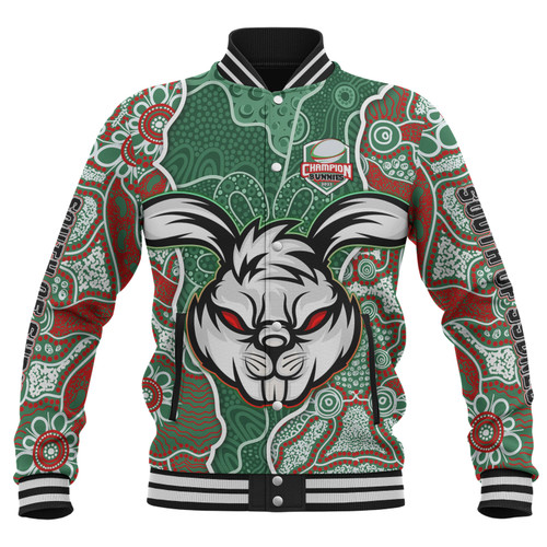 South Sydney Rabbitohs Grand Final Custom Baseball Jacket - Custom Rabbitohs With Contemporary Style Of Aboriginal Painting Baseball Jacket