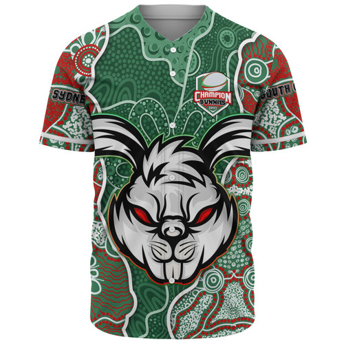 South Sydney Rabbitohs Grand Final Custom Baseball Shirt - Custom Rabbitohs With Contemporary Style Of Aboriginal Painting Baseball Shirt