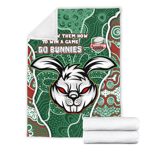 South Sydney Rabbitohs Grand Final Custom Blanket - Custom Rabbitohs With Contemporary Style Of Aboriginal Painting Blanket South Sydney Rabbitohs Grand Final Custom Blanket - Custom Rabbitohs With Contemporary Style Of Aboriginal Painting Blanket