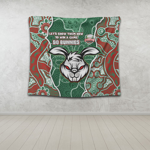 South Sydney Rabbitohs Grand Final Custom Tapestry - Custom Rabbitohs With Contemporary Style Of Aboriginal Painting Tapestry South Sydney Rabbitohs Grand Final Custom Tapestry - Custom Rabbitohs With Contemporary Style Of Aboriginal Painting Tapestry