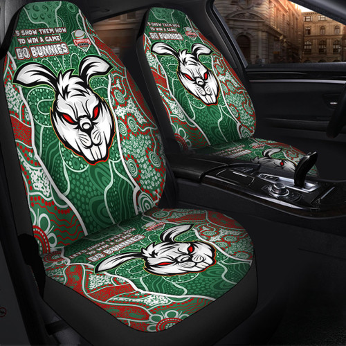 South Sydney Rabbitohs Grand Final Custom Car Seat Covers - Custom Rabbitohs With Contemporary Style Of Aboriginal Painting Car Seat Covers South Sydney Rabbitohs Grand Final Custom Car Seat Covers - Custom Rabbitohs With Contemporary Style Of Aboriginal Painting Car Seat Covers