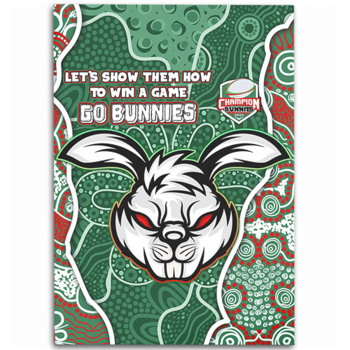 South Sydney Rabbitohs Grand Final Custom Area Rug - Custom Rabbitohs With Contemporary Style Of Aboriginal Painting Area Rug