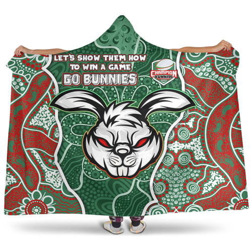 South Sydney Rabbitohs Grand Final Custom Hooded Blanket - Custom Rabbitohs With Contemporary Style Of Aboriginal Painting Hooded Blanket South Sydney Rabbitohs Grand Final Custom Hooded Blanket - Custom Rabbitohs With Contemporary Style Of Aboriginal Painting Hooded Blanket