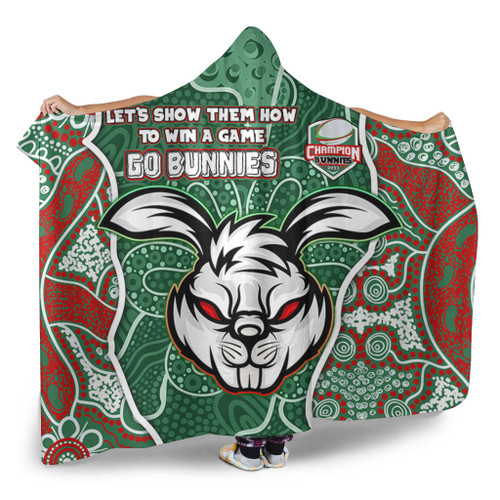 South Sydney Rabbitohs Grand Final Custom Hooded Blanket - Custom Rabbitohs With Contemporary Style Of Aboriginal Painting Hooded Blanket South Sydney Rabbitohs Grand Final Custom Hooded Blanket - Custom Rabbitohs With Contemporary Style Of Aboriginal Painting Hooded Blanket