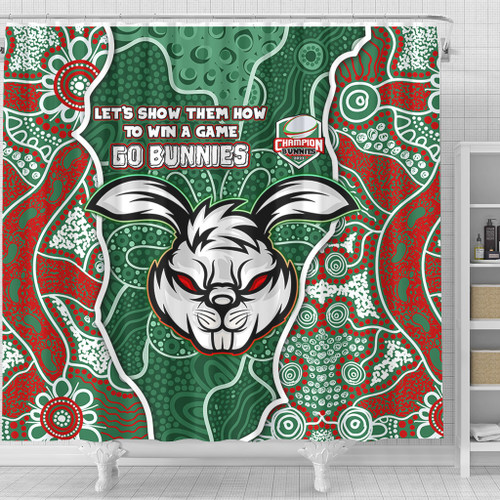 South Sydney Rabbitohs Grand Final Custom Shower Curtain - Custom Rabbitohs With Contemporary Style Of Aboriginal Painting Shower Curtain South Sydney Rabbitohs Grand Final Custom Shower Curtain - Custom Rabbitohs With Contemporary Style Of Aboriginal Painting Shower Curtain