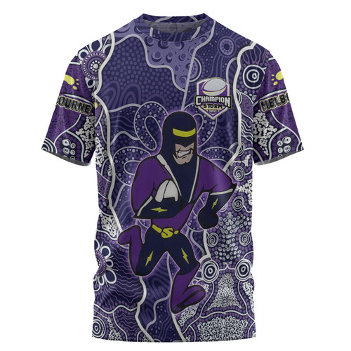 Melbourne Storm Grand Final Custom T-shirt - Custom Melbourne Storm With Contemporary Style Of Aboriginal Painting T-shirt